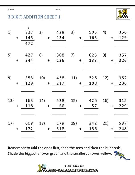 addition with carry 3-digit|Add two 3.